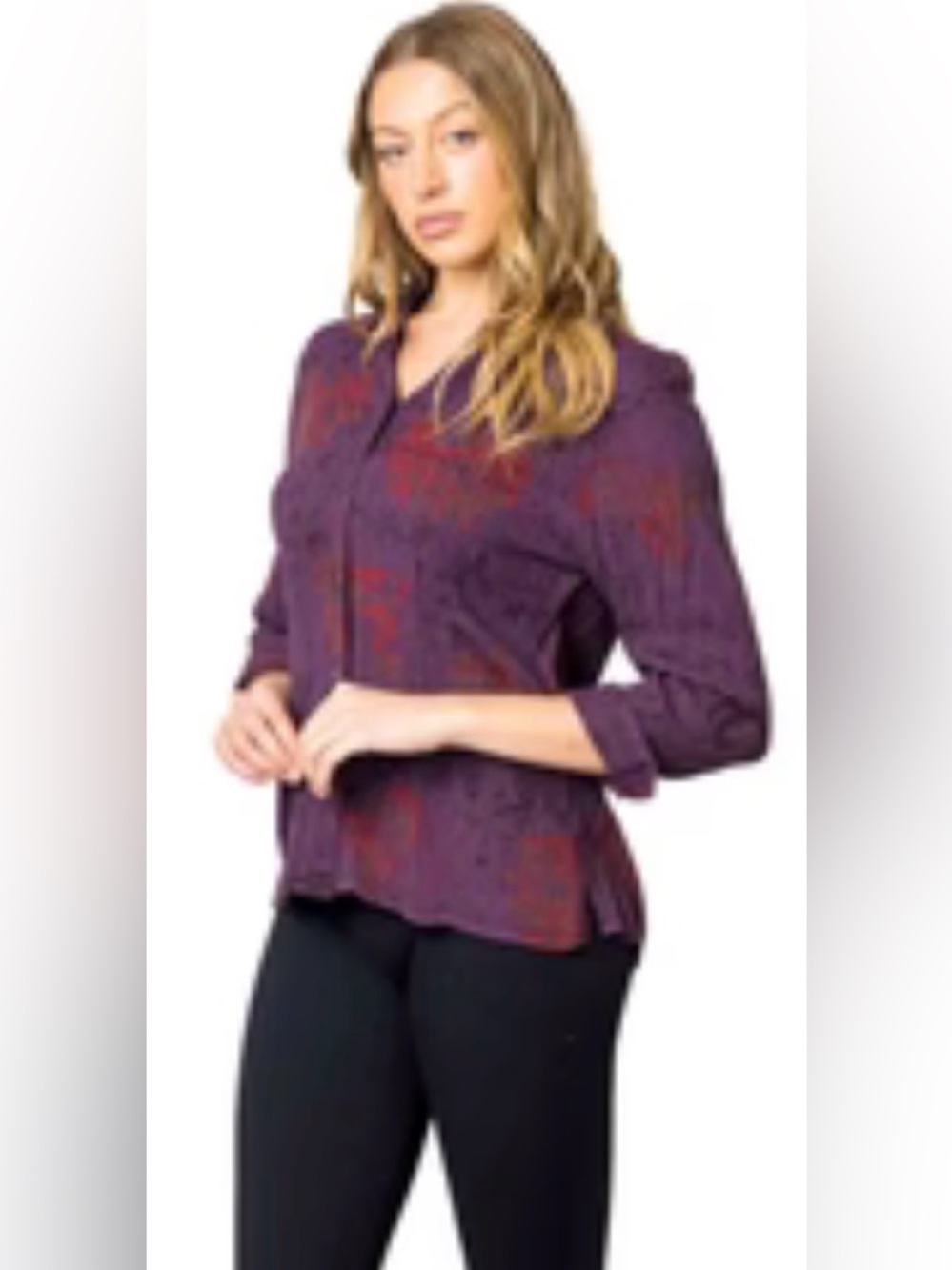 Tianello Tencel button down blouse - floral copper bronze brown